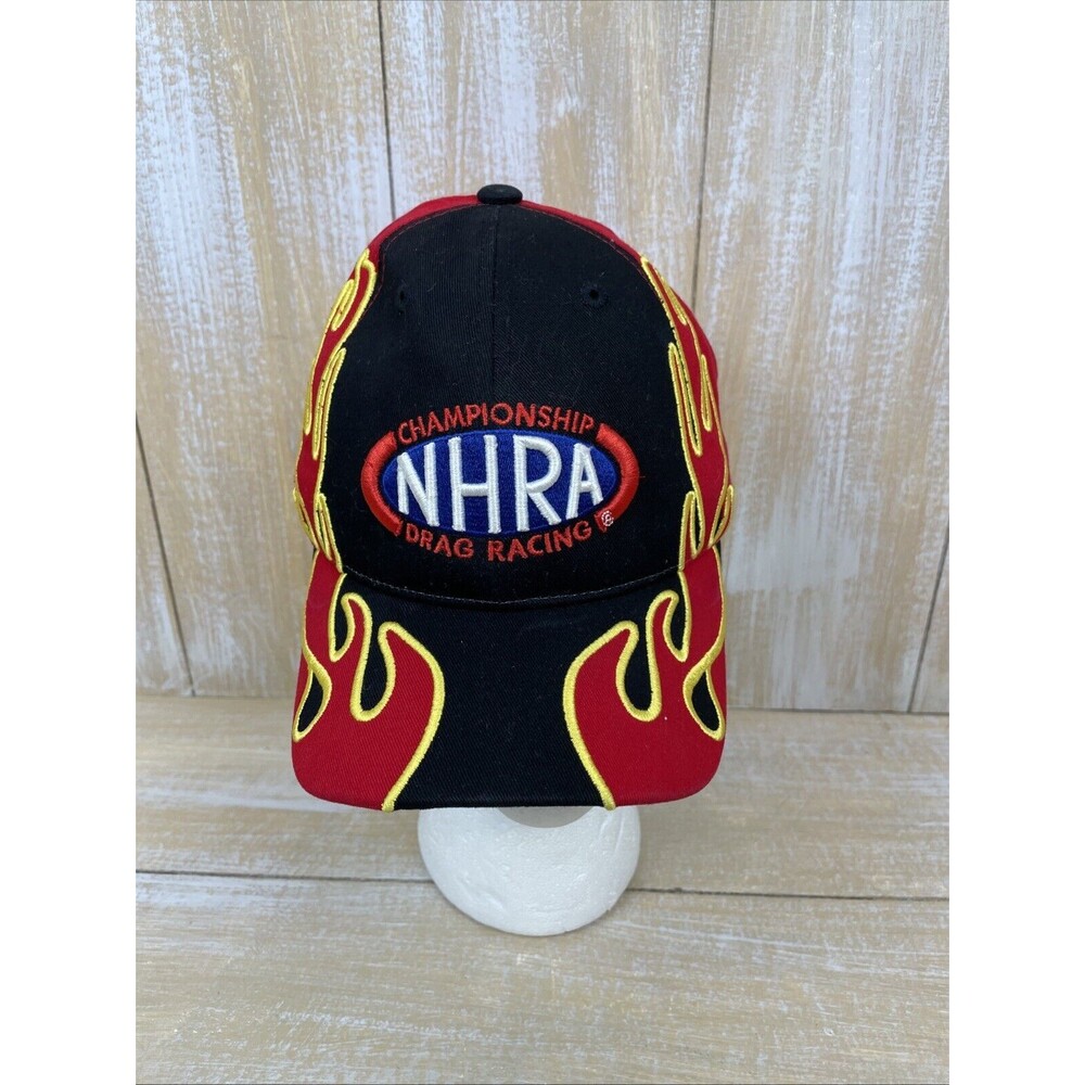 NHRA Championship Drag Racing Hat Cap Flames Black/Red StrapBack Little Racer!